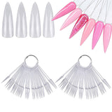 100 PCS Clear Nail Sticks with Ring Nail Art for Polish Display Almond Shapes