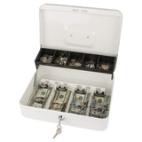 Locking Cash Box with Lock Money Box with Cash Tray Secure Box White