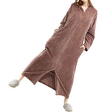 Unisex Bathrobe for Womens Flannel Fleece Robes Winter Warm Housecoat Nightgown Sleepwear Coffee
