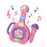 Guitar Toy with LED Lights Detachable Microphone and Music Pink