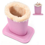Soft Plush Lined PU Leather Eyeglasses Desk Holder Stand with Base Pink
