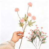 5 PCS Stem Cloth Dandelion Ball Artificial Flowers with Bendable Stems Pink