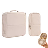 2PCS Portable PU Leather Standing Makeup Organizer Bag Makeup Pouch