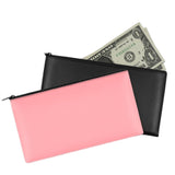 2Pcs PU Leather Storage Bag with Zipper Money Pouch Cash Storage Bag Black and Pink