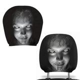 2 PCS Horror Face Car Headrest Covers for Halloween Parties and Pranks Style 1