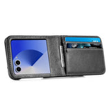 PU Wallet Card Holder Case Compatible With Samsung Galaxy Z Flip 6 7 8 with Stand Black