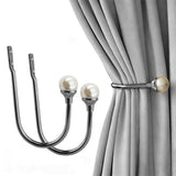 2Pcs U Shape Home Harmony Decorative Curtain Holdbacks with Screws Black