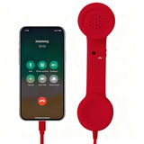 Handheld Retro  Wired Telephone Handset with Microphone for Smartphones PC Red