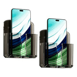 2 PCS No Drill Wall Phone Holder Clear Phone Stand for Home Black