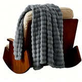 Soft Fleece Bubble Blanket for Sofa Bed Home Decor Elegant Gray