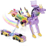 Collision Dinosaur Car Toy Magnetized Vehicles Transform into Dinosaurs for Kids Purple