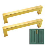 2PCS 12mm Square Stainless Steel Kitchen Cabinet and Door Handle Gold
