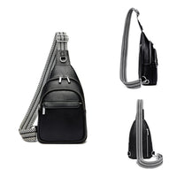 Women Crossbody Bag PU Leather Sling Bag Small Chest Bag Shoulder Pack Black