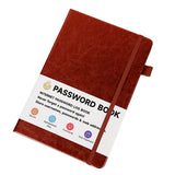Password Book with A-Z Alphabet Tabs and Elastic Closure Brown
