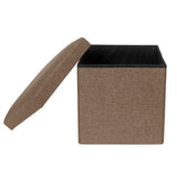 Foldable Shoe Bench Storage Ottoman with Thick Foam Seat Lid Coffee