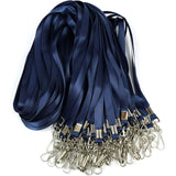 50PCS ID Badge Lanyards Polyester Flat with 360 Swivel Hooks Blue