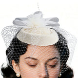 Birdcage Veil Bridal Headpiece Vintage Mesh Rose Hair Accessory Beige