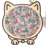 135-Piece Colored Cat-Shaped Wooden Jigsaw Puzzle with Stand for Cat Lovers Style 2