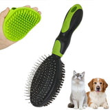 2PCS Pet Grooming Tools Double-Sided Brush for Shedding and Bathing for Short/Long Haired Dogs Cats Green
