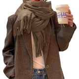 Mens Womens Oversize Polyester Blanket Shawl Wrap Solid Scarf Coffee Brown