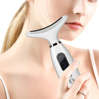 Facial Massager for Face and Neck with LED and Vibration Milky White