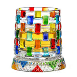 270ml Spinning Whiskey Tumbler Hand Painted Glass for Home Bar Style 2