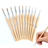 11 PCS Artist Paint Brush Detail Brush Set for Watercolor Acrylic Oil Khaki