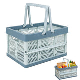 Collapsible Shopping Basket with Handles for Camping Shopping Blue