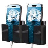 2PCS Wall Phone Holder for Dorm Room & Apartment Essentials Travel Trailer Black