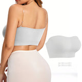 Bras for Women Non-Slip Seamless Padded with Removable Shoulder Straps White