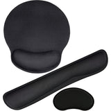 3Pcs Gaming Mouse Pad with Ergonomic Wrist Rest Black