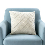 Velvet Cushion Cover Rhombus Pleated for Bedroom Sofa Window Seat Beige