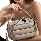 Large Capacity Lightweight Down-Feel Crossbody Bag for Commute Travel Sports Camel