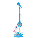 Flashing Light Karaoke Mic with Stand Adjustable for Youngsters Toy Blue
