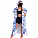 Hooded Zip Up Changing Robe Adult Microfiber Beach Towel Poncho Style 1