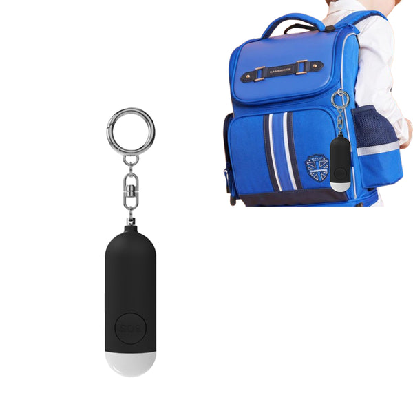 130dB Portable Personal Alarm with LED Light Safety Alarm Device for Girls Children Elderly Black