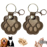 2PCS Pet Paw Shaped Key Chain – Pet Fur Storage and Memorial Gift Key Ring Brown