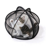 Foldable Mesh Pet Playpen Tent Pop Up Zipper for Outdoor Cats Black
