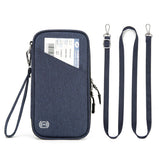 RFID Blocking Passport Holder Family Travel Card Organizer With Zipper Blue