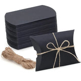 50 PCS Kraft Paper Pillow Gift Boxes with Ribbons for Weddings and Parties Black