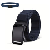 Stretch Tactical Belt for Men Military Work Rigger Hiking Nylon Web Ratchet Quick Release Belt Navy Blue