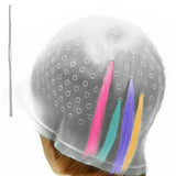 Hair Coloring Highlighting Dye Cap Frosting Tipping Reusable with Stainless Steel Hook White