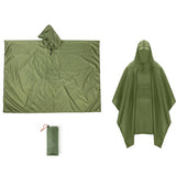 3-in-1 Hooded Rain Poncho for Adult with Pocket, Waterproof Lightweight Army Green