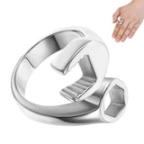 Stainless Steel Industrial Punk Ring Wrench Shape for Men and Women Silver