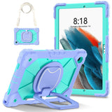 360 Rotating Stand Case for Samsung Tab A11 Plus A9 Plus with Strap Aqua Green