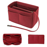 Thick Felt Tote Bag Organizer Insert with Multiple Pockets Red