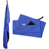 120x50cm Microfibre Towel Quick Dry Gym with Pocket and Silicone Base Blue