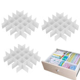 24Pcs Adjustable Clapboard Drawer Cabinet Divider Partition DIY Storage Organiser White