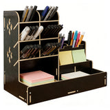 Wood Desk Organizer with Drawers for Art & Stationery Style 2