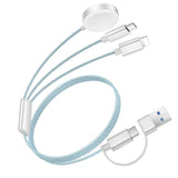 3 in 2 USB C Cable for Apple Watch Multiple Devices Charger iPhone Charger Light Blue